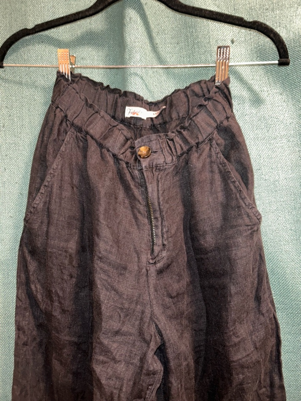 Faherty Black Wide Leg Linen Pants